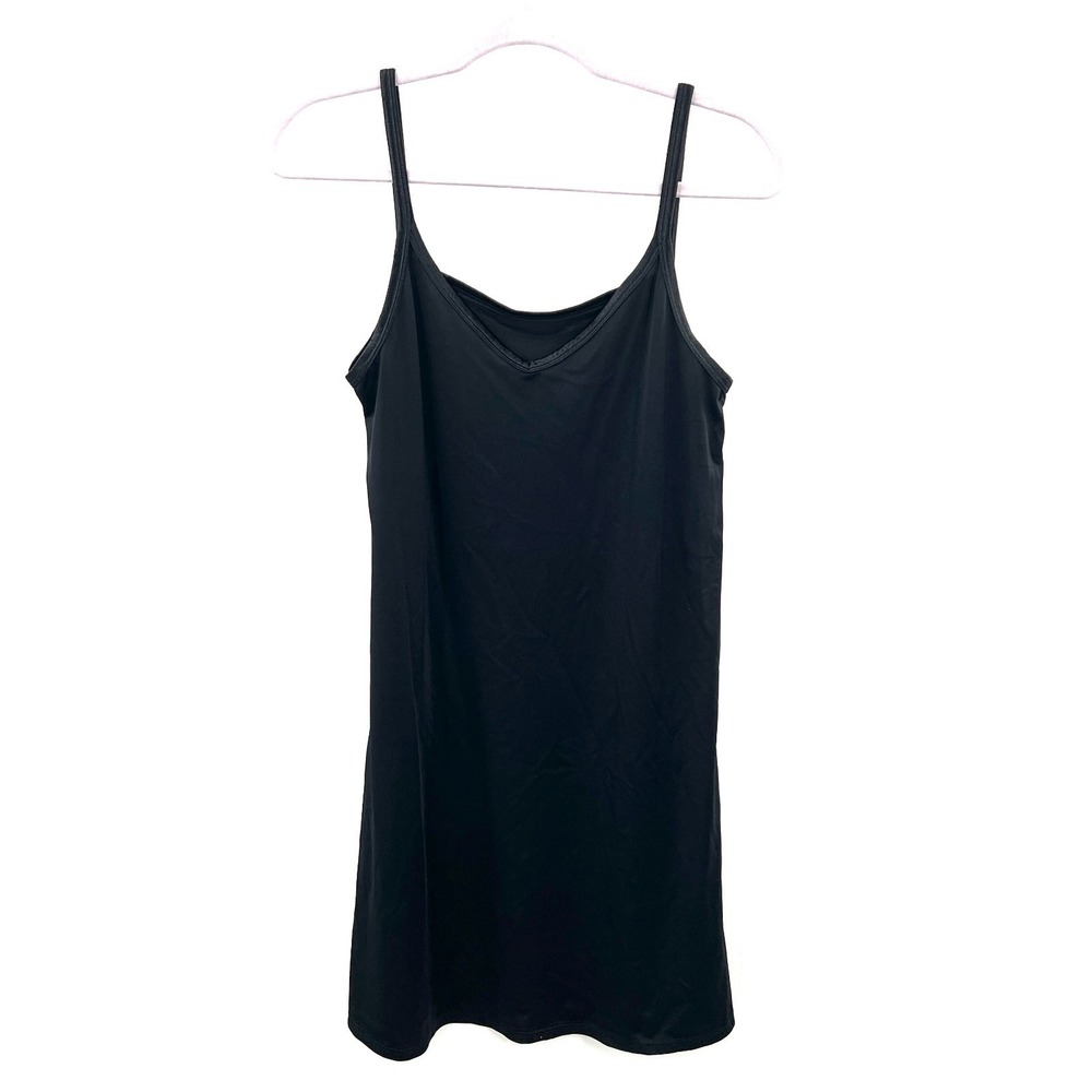 Vanity Fair Black Slip V Neck Dress stretch whimsigoth grunge gothic mini 18" S